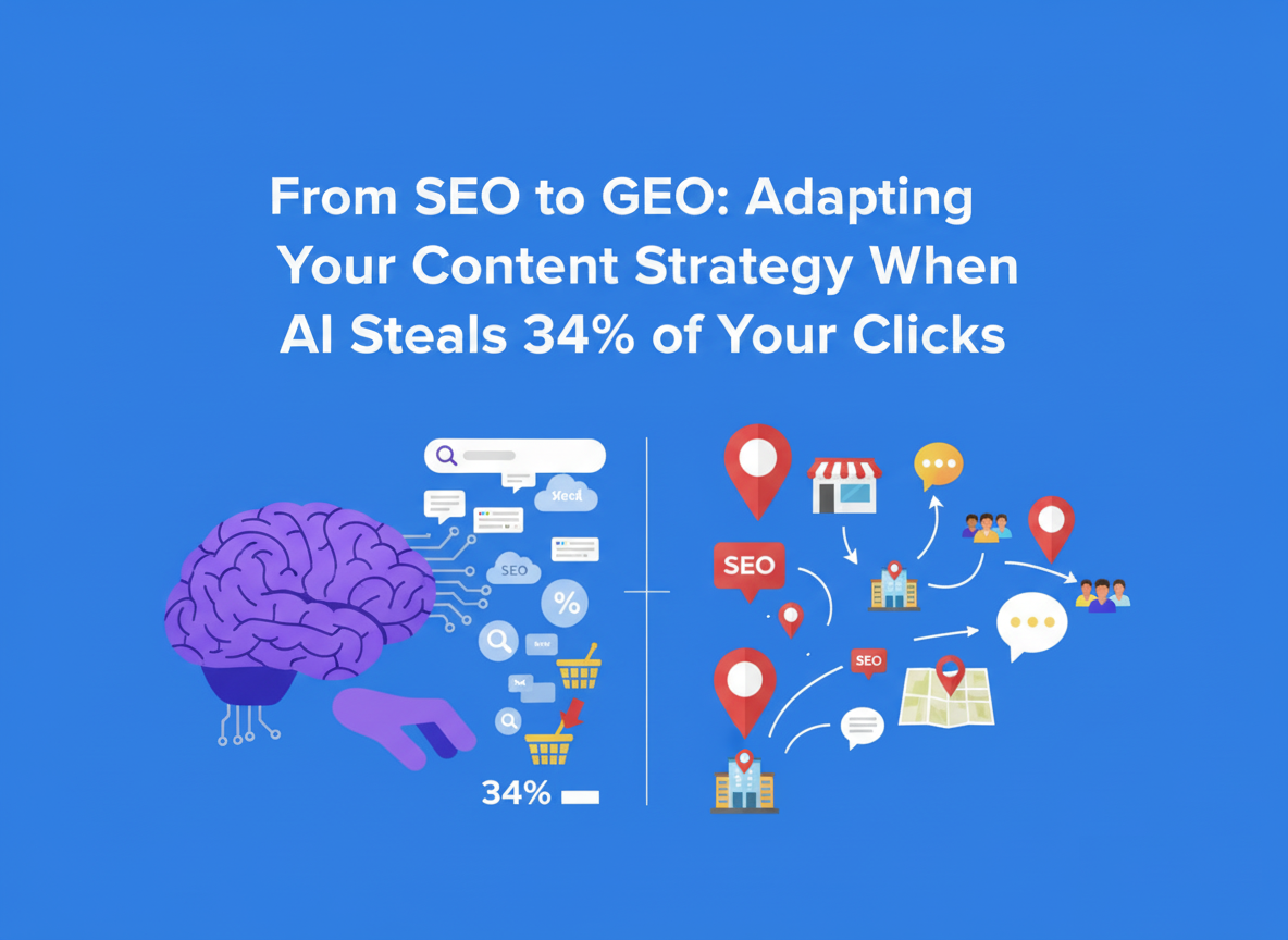 AI Strategy Guide: From SEO to GEO When AI Overviews Steal 34% of Your Clicks